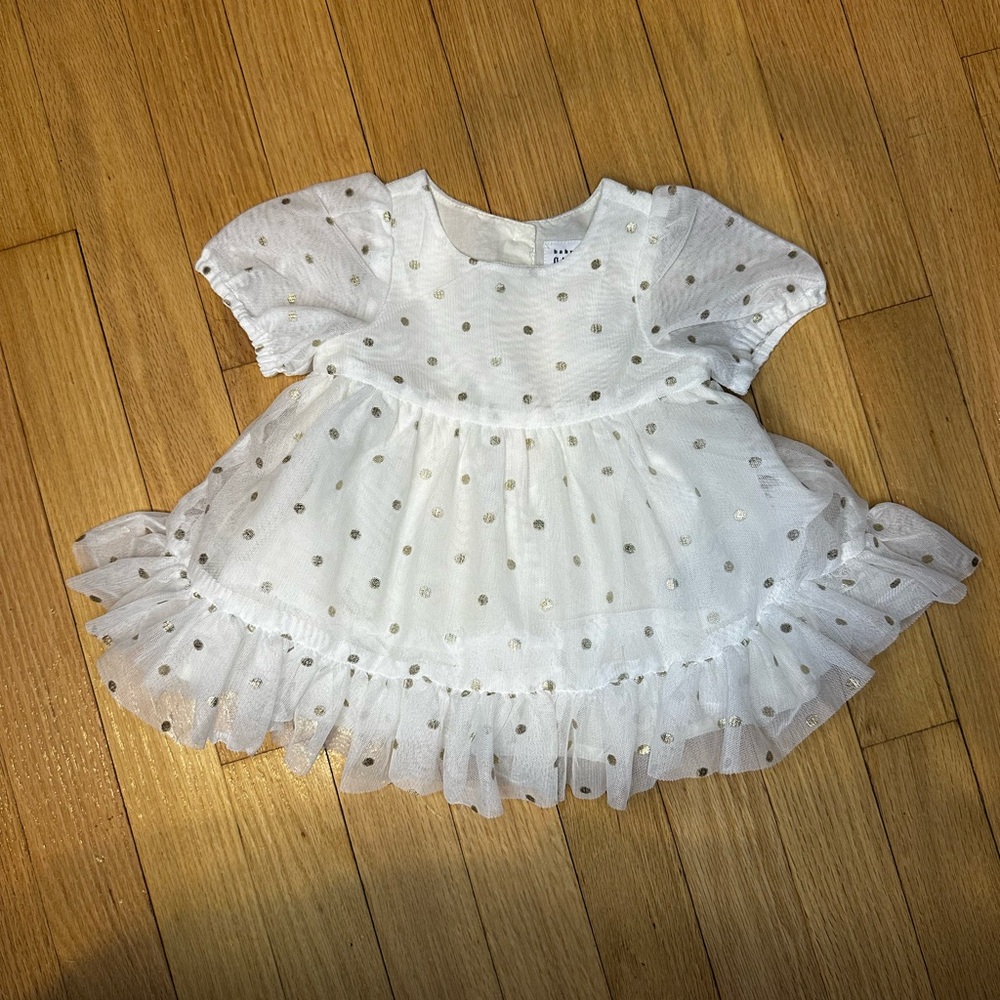 NWT GAP Baby Dress with Gold Polka Dots